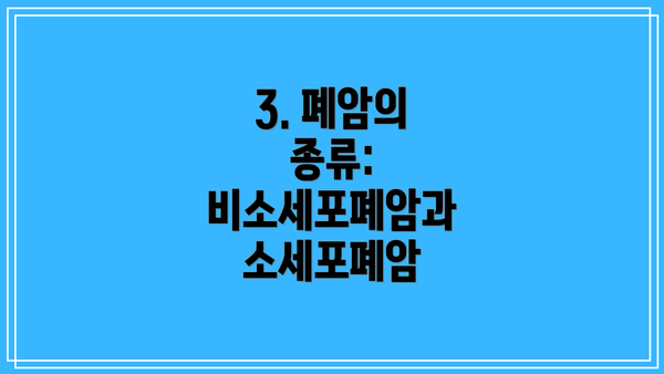 3. 폐암의 종류: 비소세포폐암과 소세포폐암