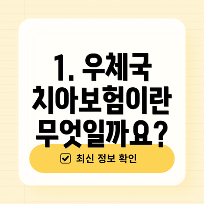 1. 우체국 치아보험이란 무엇일까요?