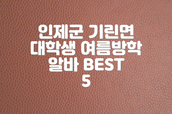 인제군 기린면 대학생 여름방학 알바 BEST 5