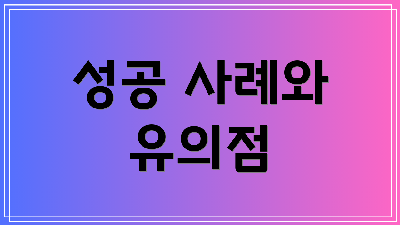 성공 사례와 유의점