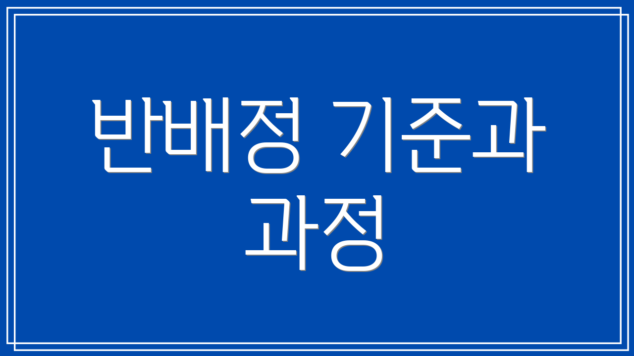 반배정 기준과 과정