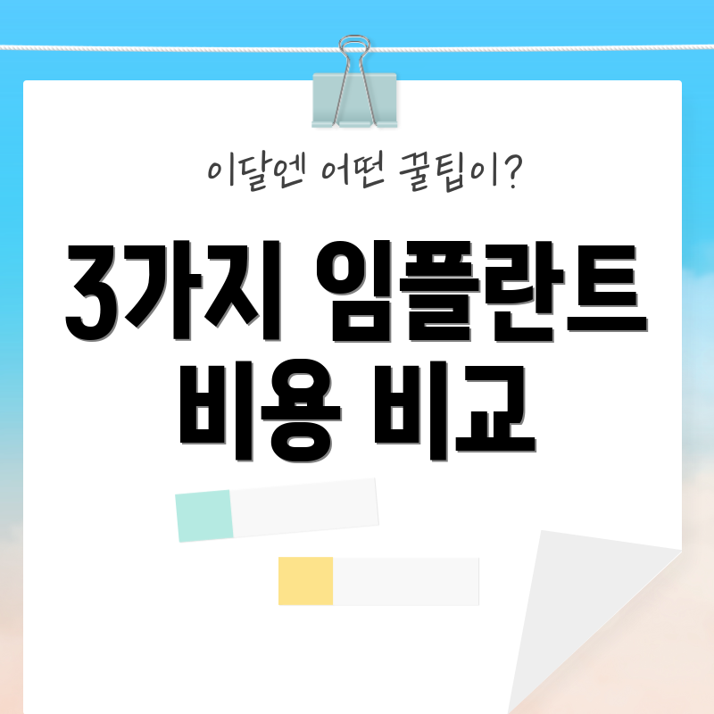3가지 임플란트 비용 비교