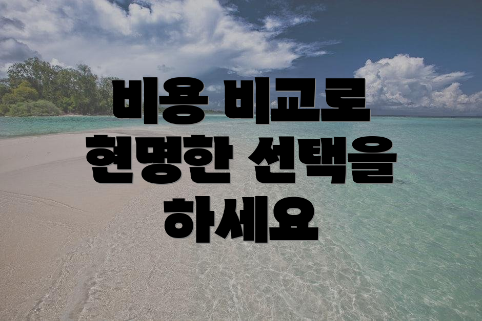 비용 비교로 현명한 선택을 하세요