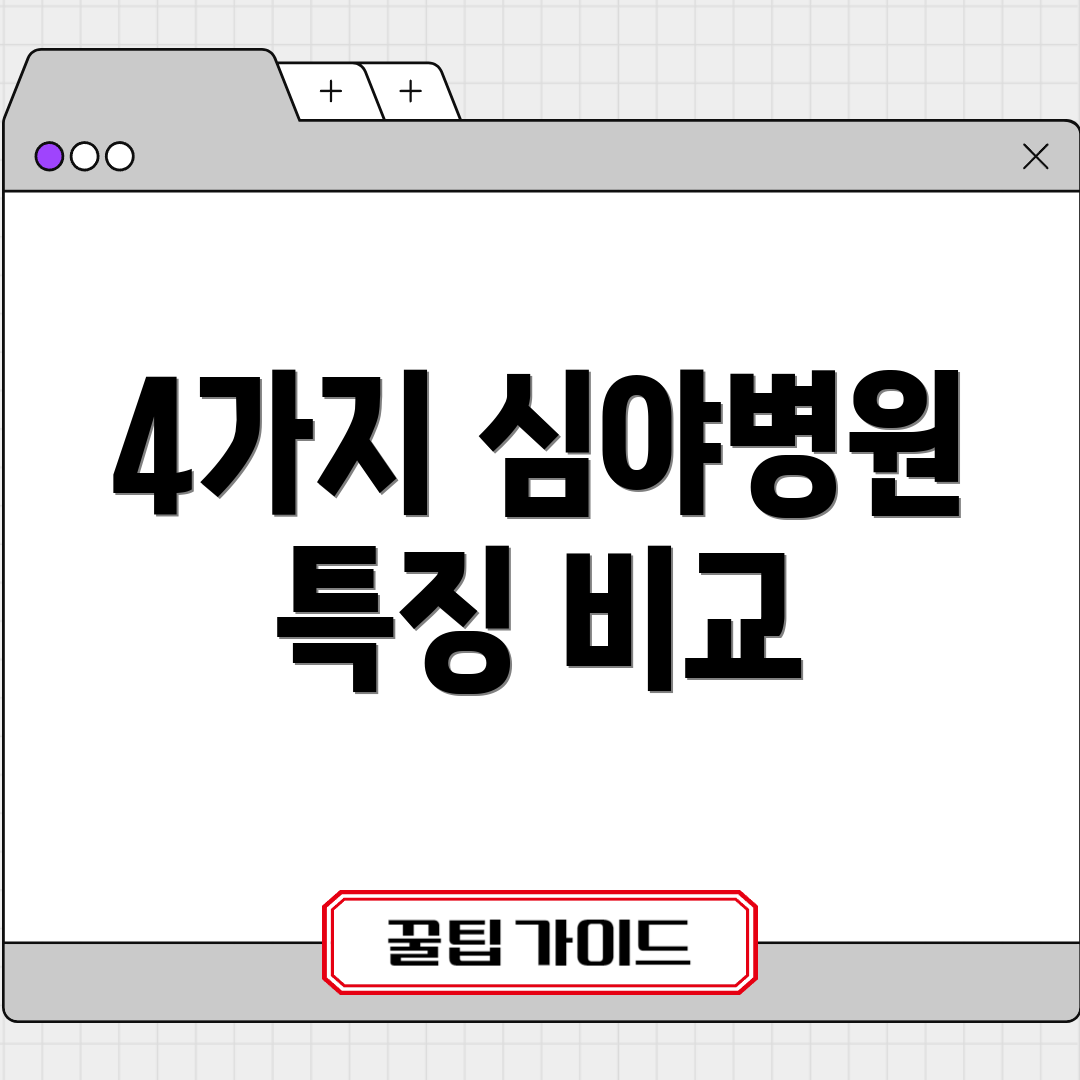 4가지 심야병원 특징 비교