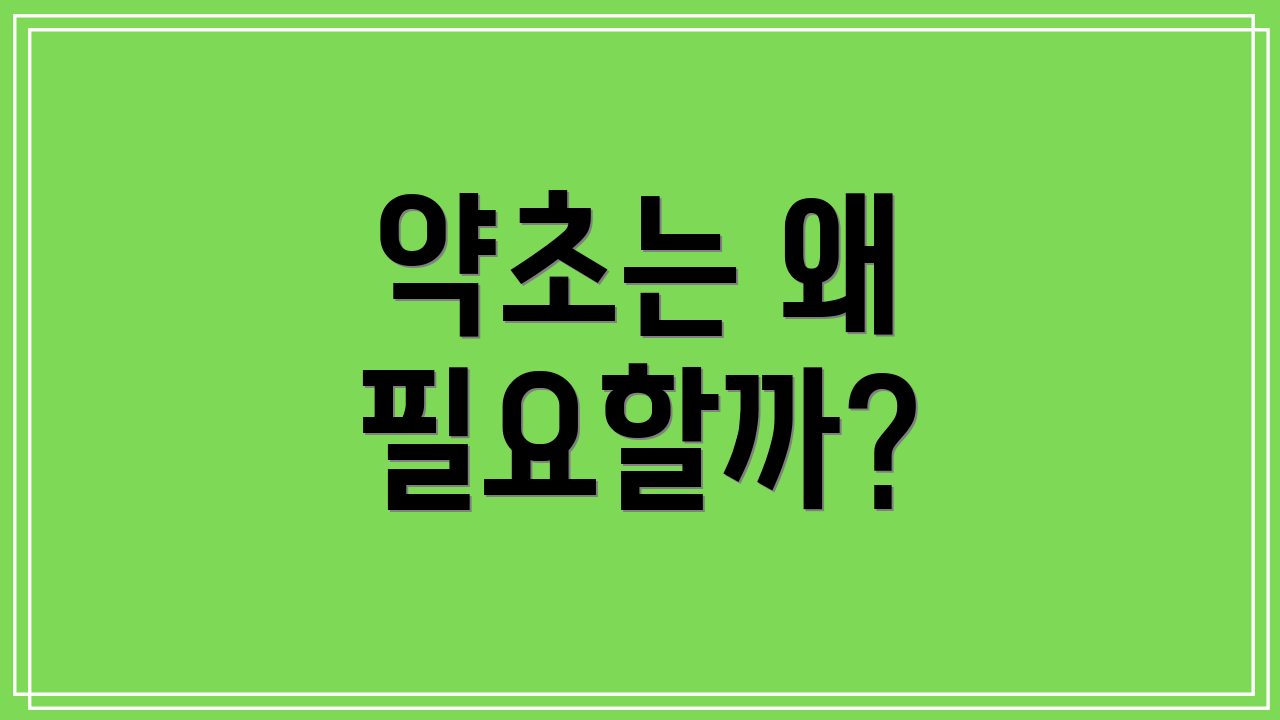 약초는 왜 필요할까?