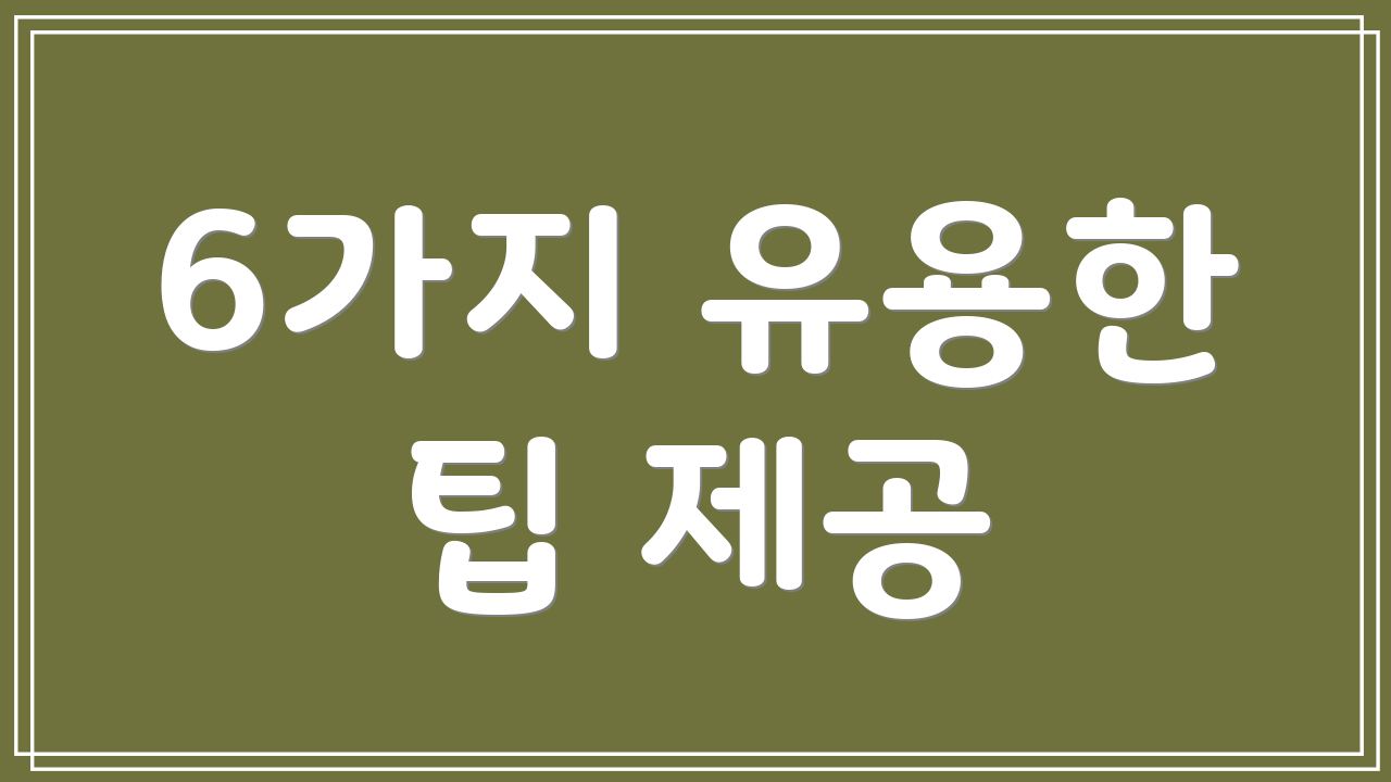 6가지 유용한 팁 제공