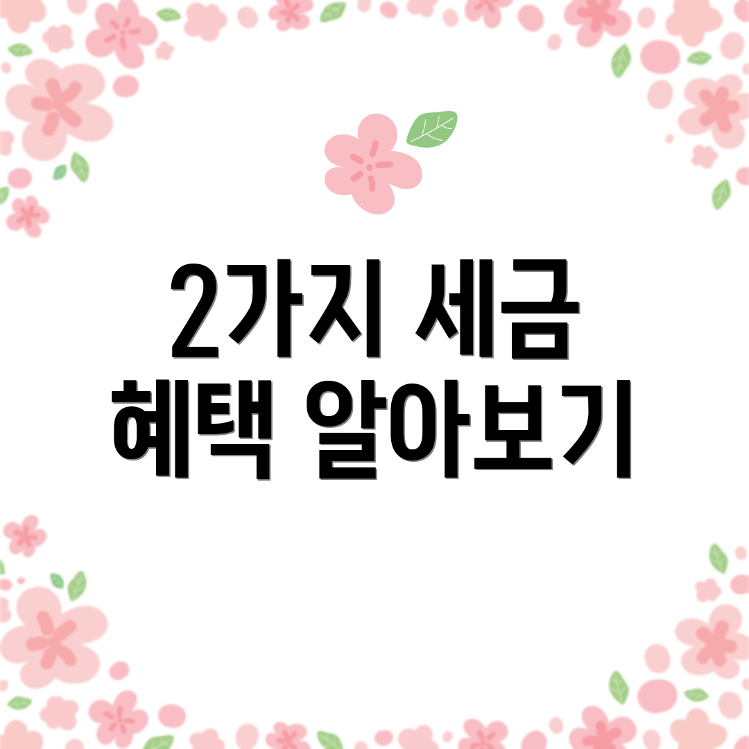 2가지 세금 혜택 알아보기