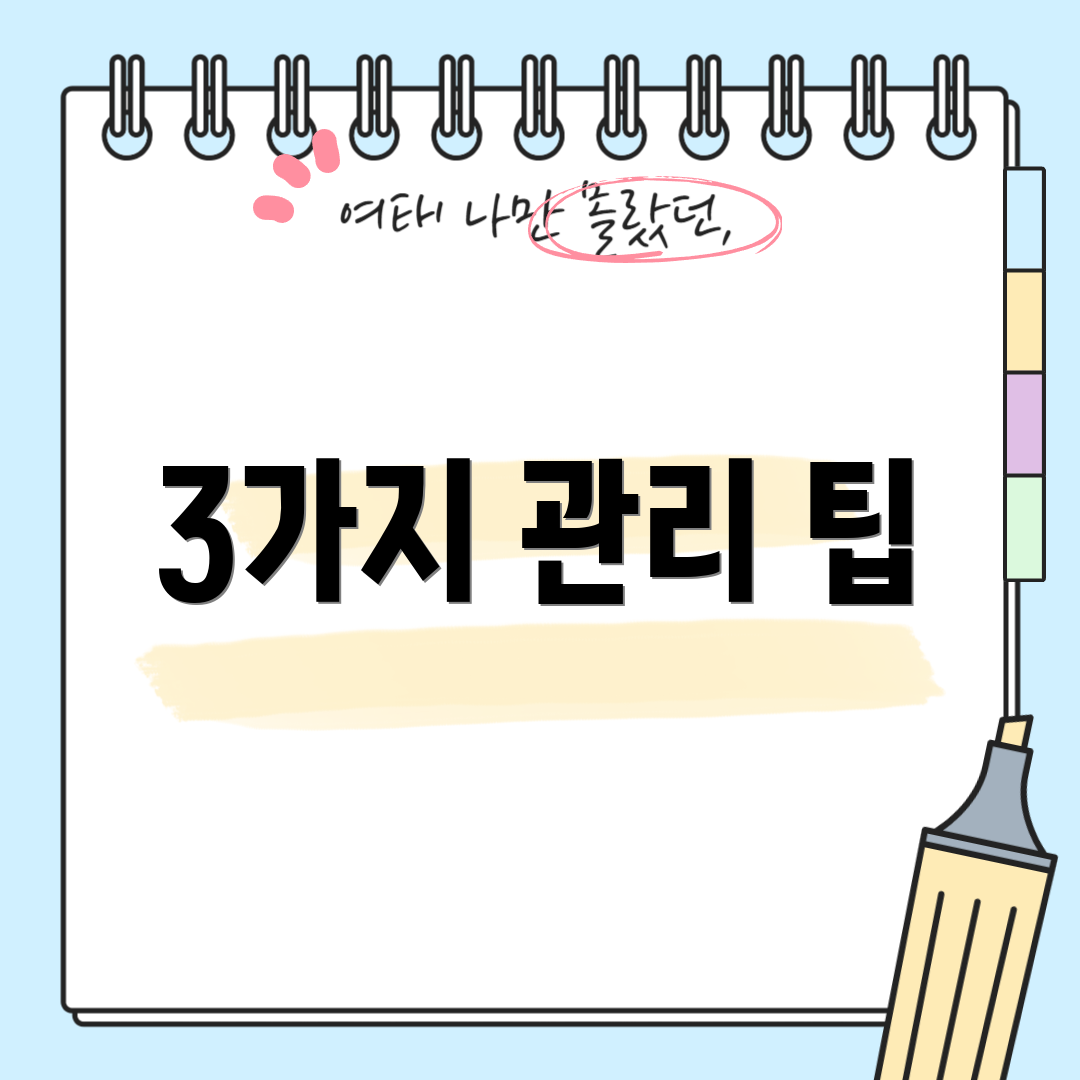 3가지 관리 팁