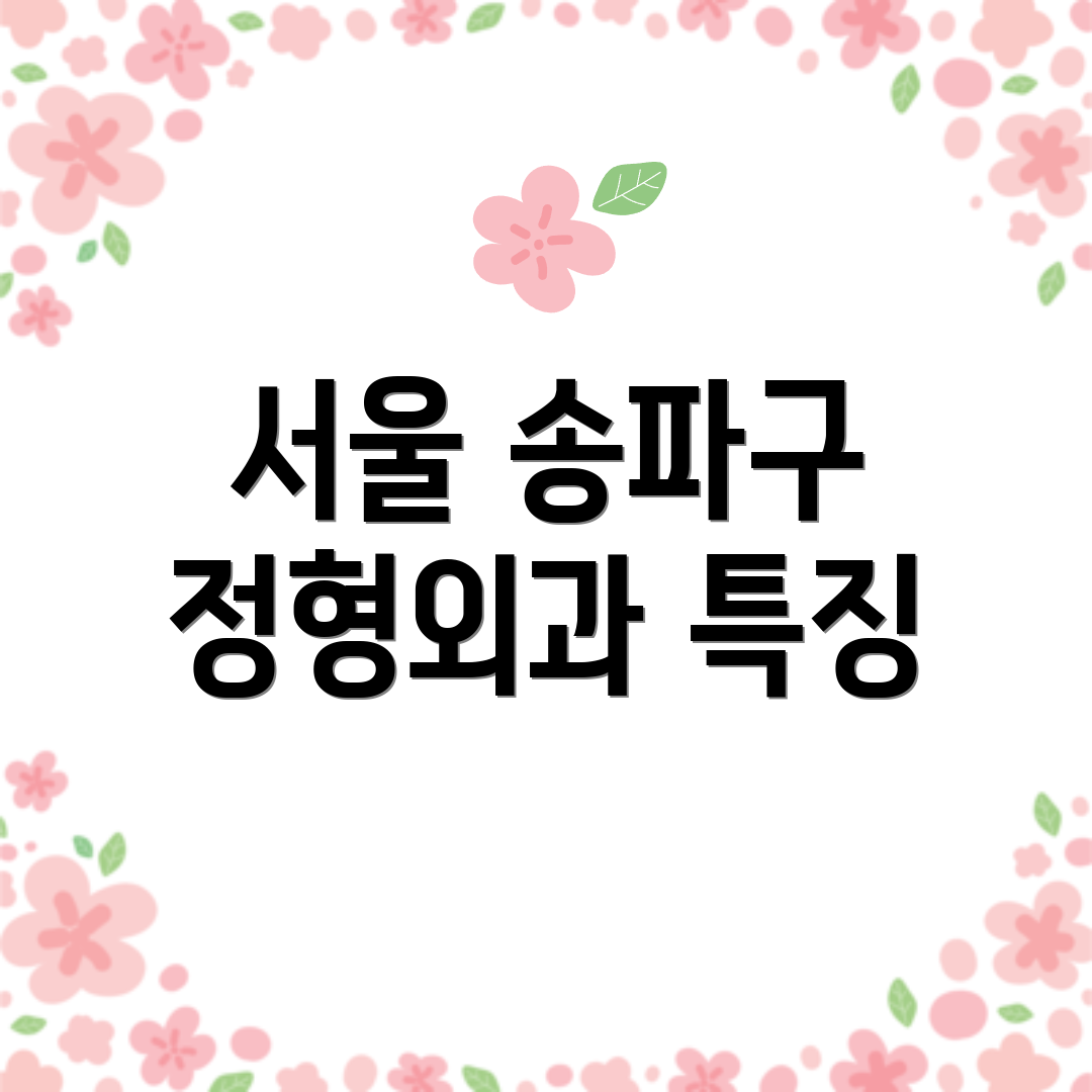서울 송파구 정형외과 특징