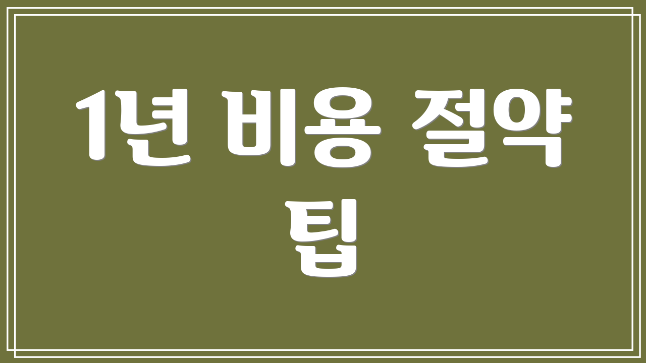 1년 비용 절약 팁