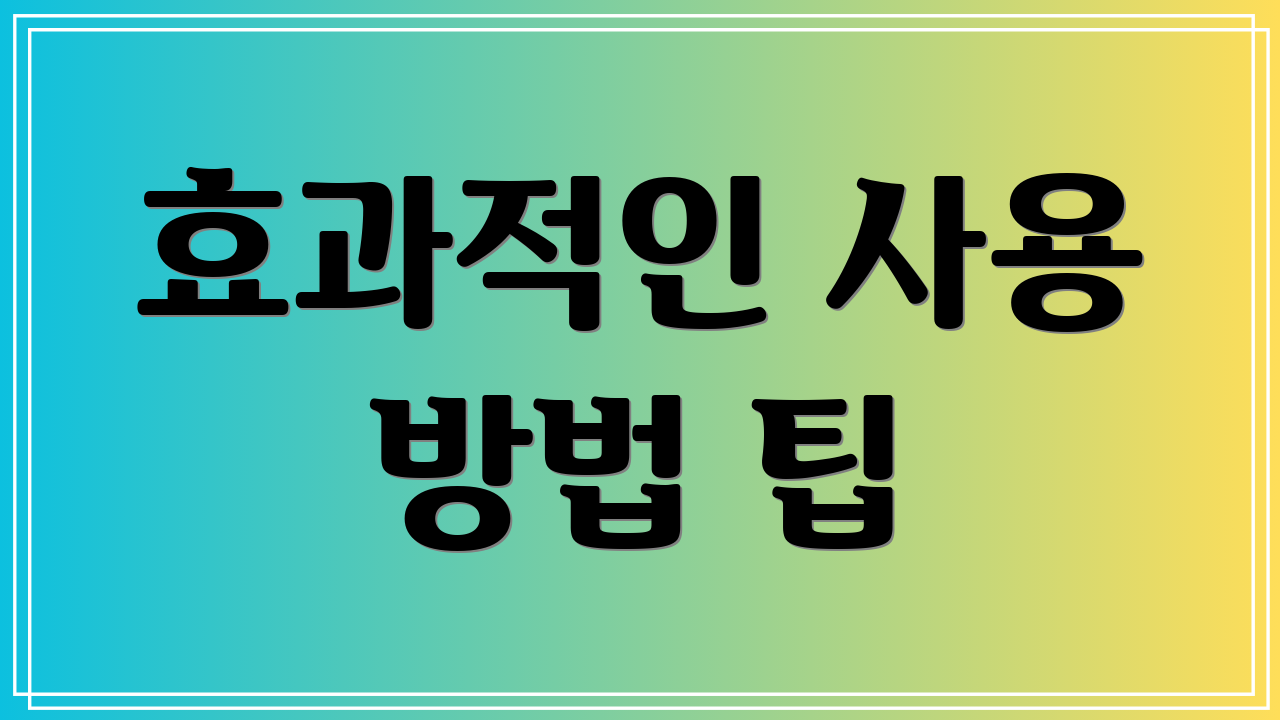 효과적인 사용 방법 팁