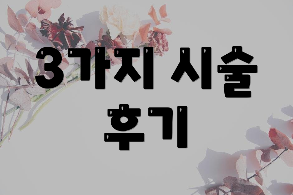 3가지 시술 후기