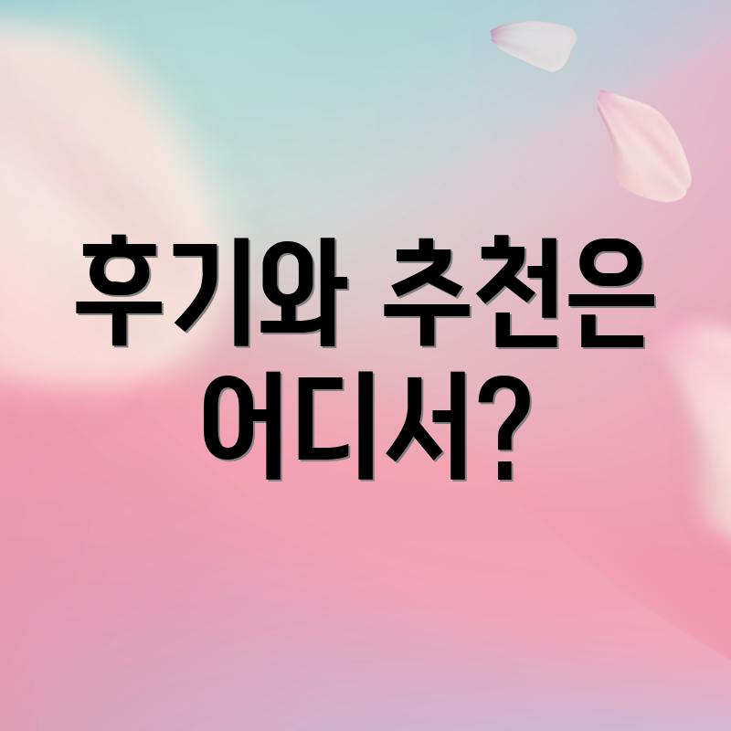 후기와 추천은 어디서?