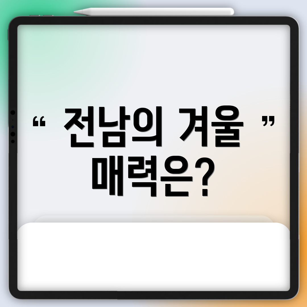 전남의 겨울 매력은?