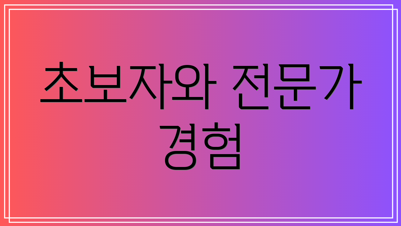 초보자와 전문가 경험