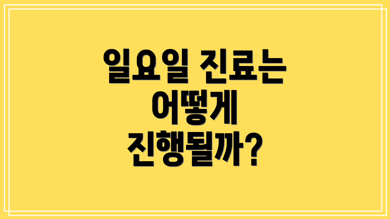 일요일 진료는 어떻게 진행될까?