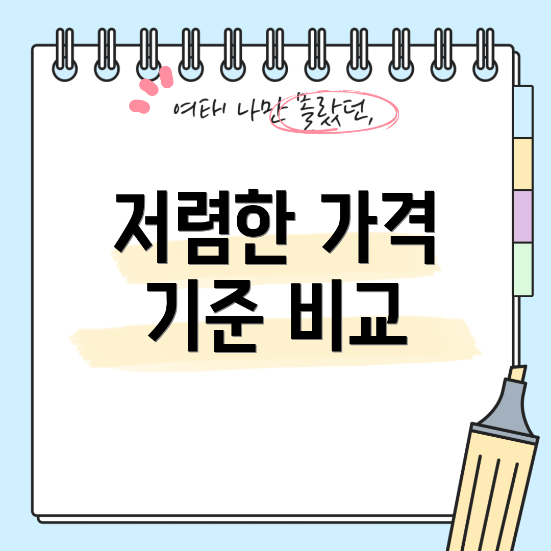 저렴한 가격 기준 비교